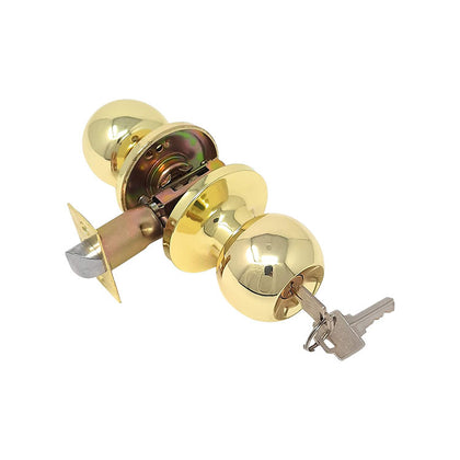 RS Entry Door knob with Lock, One Key-Way Entrance Door Knob Entry with Key Handle, Standard Ball (Entry with Key, Polished Brass) - Reno Supplies