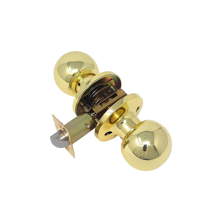 Passage Door knob, Standard Ball, Door Knob Lock No Key, Interior Door Lock Set, Door Knob Handles for Closet and Hall (Passage no Key, Polished Brass)