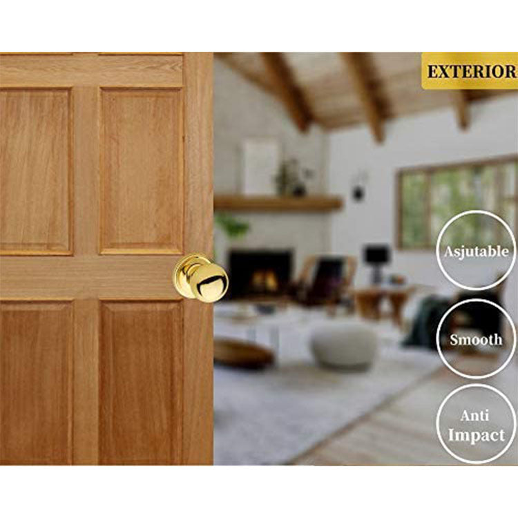 Passage Door knob, Standard Ball, Door Knob Lock No Key, Interior Door Lock Set, Door Knob Handles for Closet and Hall (Passage no Key, Polished Brass)