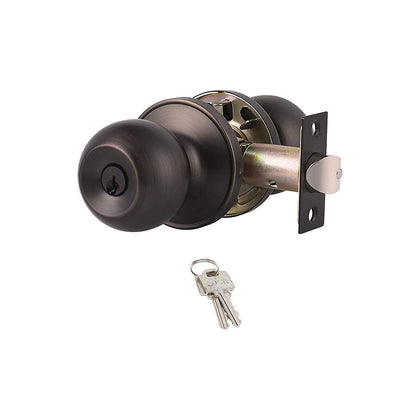 RS Entry Door knob with Lock, One Key-Way Entrance Door Knob Entry with Key Handle, Standard Ball (Entry with Key, Oil Rubbed Bronze) - Reno Supplies