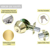 Single Round Deadbolt, Keyed one-Side, Single Cylinder Deadbolts with Anti-Bump& Anti-Theft Interior& Exterior Door Hardware, Entrance Lock& Front Gate (Single Cylinder, Polished Brass)
