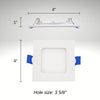 3" SQUARE SUPER-THIN LED SLIM PANEL, DIMMABLE, 7W, 500LM (5CCT SWITCHABLE)2700K-3000K-3500K-4000K-5000K, AIRTIGHT WITH JUNCTION BOX (White)