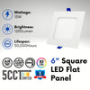 6" SQUARE SUPER-THIN LED SLIM PANEL, DIMMABLE, 15W, 1250LM (5CCT SWITCHABLE)2700K-3000K-3500K-4000K-5000K, AIRTIGHT WITH JUNCTION BOX (WHITE)