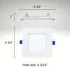 6" SQUARE SUPER-THIN LED SLIM PANEL, DIMMABLE, 15W, 1250LM (5CCT SWITCHABLE)2700K-3000K-3500K-4000K-5000K, AIRTIGHT WITH JUNCTION BOX (WHITE)
