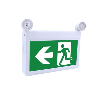 Combo Emergency Light, Running Man, Green with 2 Heads Backup for minimum 90 Minutes emergency operation