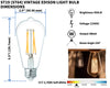 RS Vintage Led Edison Light Bulbs, 5W (40Wattage Equivalent), 450LM Dimmable, 110VAC, ST19(ST64) Filament Bulbs with E26 Base