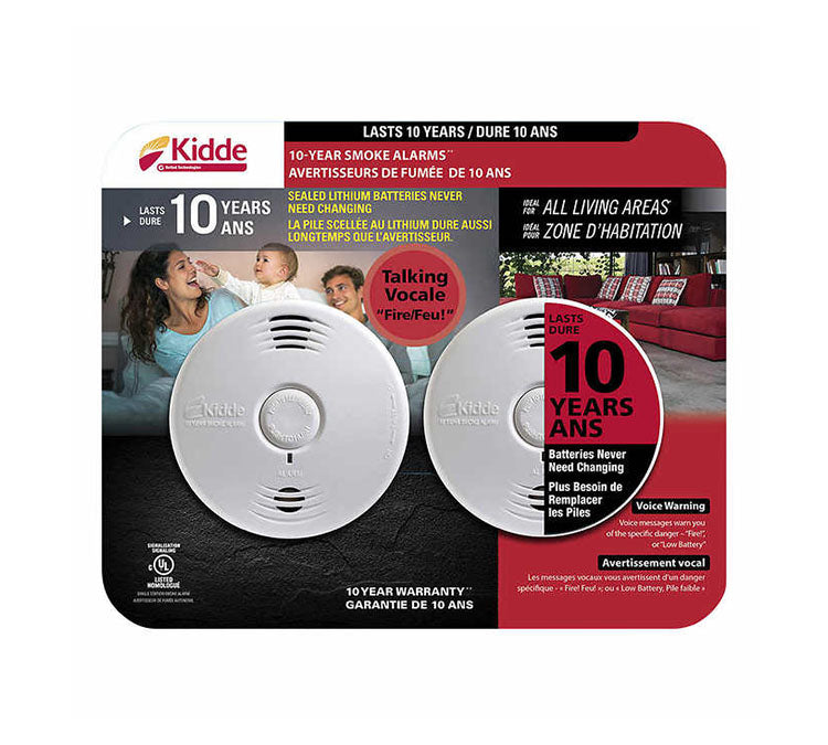 10-Year Battery Worry-Free Talking Smoke Alarm P3010B-CA (2 Pack)
