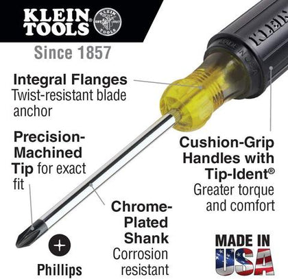 Klein 603-4 No.2 Profilated Phillips Tip 4-Inch Round Shank Screwdriver - Reno Supplies