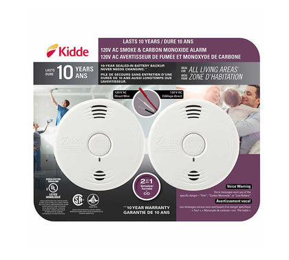 Kidde Worry-Free Hardwire Smoke and Carbon Monoxide Alarm with 10-year Sealed Battery Backup (2 Pack))