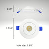 2" ROUND GIMBAL LED SLIM PANEL, DIMMABLE, 5W, 400LM, (5CCT SWITCHABLE) 2700K-3000K-3500K-4000K-5000K, , AIRTIGHT WITH JUNCTION BOX (WHITE TRIM)