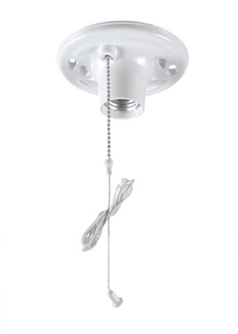 VISTA 46051 1Pack/10Pack Plastic Ceiling Lampholder w/Pull Chain - White - Reno Supplies