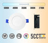 4" ROUND SUPER-THIN LED SLIM PANEL, DIMMABLE, 12W, 870LM (5CCT SWITCHABLE) 2700k-3000K-3500k-4000K-5000K, AIRTIGHT WITH JUNCTION BOX