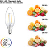 RS Vintage LED Candelabra Bulb, 4W (40Wattage Equivalent), 330LM, Dimmable, LED Filament Candle Bulbs with E12 Base, B10 Clear Glass Torpedo Shape