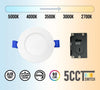 3.5" ROUND SUPER-THIN LED SLIM PANEL, DIMMABLE, 7W, 500LM (5CCT SWITCHABLE) 2700K-3000K-3500K-4000K-5000K, AIRTIGHT WITH JUNCTION BOX  (WHITE TRIM)
