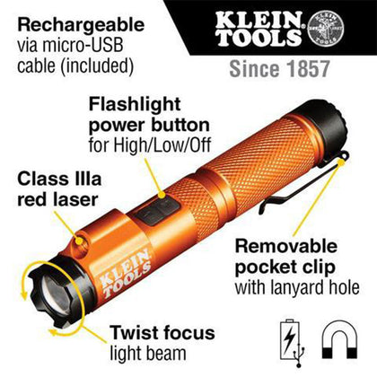 Klein Tools 56040 Rechargeable Focus Flashlight with Laser - Reno Supplies