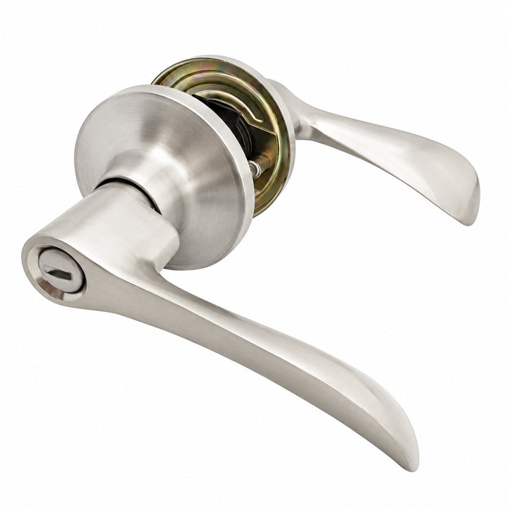 PRIVACY LOCK (CHAMPAGNE LEVER) SATIN NICKEL - Reno Supplies