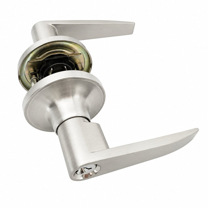 ENTRANCE LOCK (STRAIGHT LEVER) SATIN NICKEL - Reno Supplies