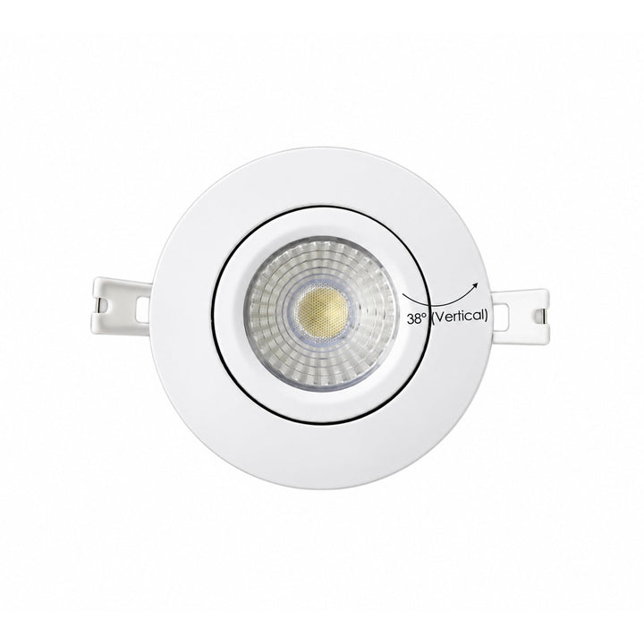 4″ Gimbal Slim Round Panel LED, 10W, 750LM, 3CCT(3000K/4000K/5000K), Beam Angle 40°, White Trim