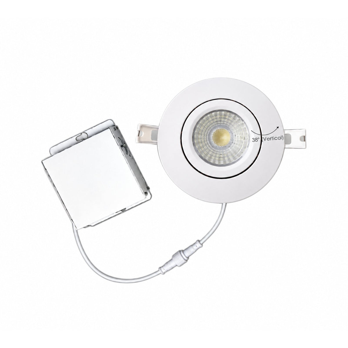 4″ Gimbal Slim Round Panel LED, 10W, 750LM, 3CCT(3000K/4000K/5000K), Beam Angle 40°, White Trim