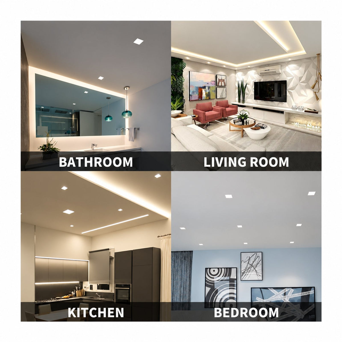 4" SQUARE GIMBAL LED SLIM PANEL, DIMMABLE, 9W, 860LM, (5CCT SWITCHABLE) 2700K-3000K-3500K-4000K-5000K, AIRTIGHT WITH JUNCTION BOX (BRUSHED NICKEL TRIM)