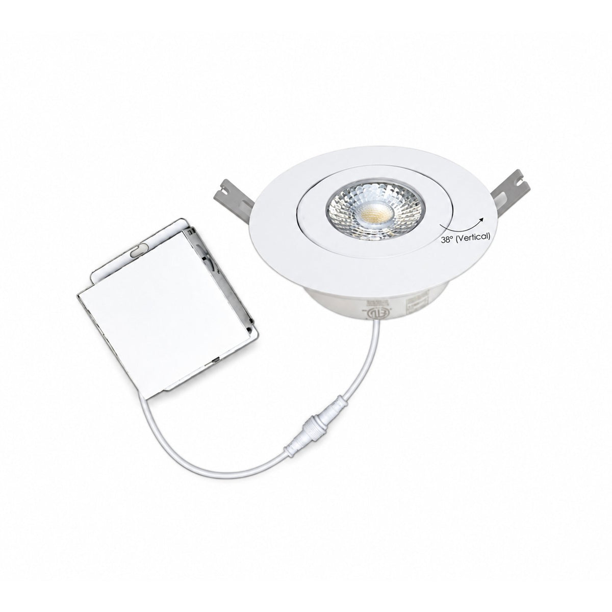 4″ Gimbal Slim Round Panel LED, 10W, 750LM, 3CCT(3000K/4000K/5000K), Beam Angle 40°, White Trim