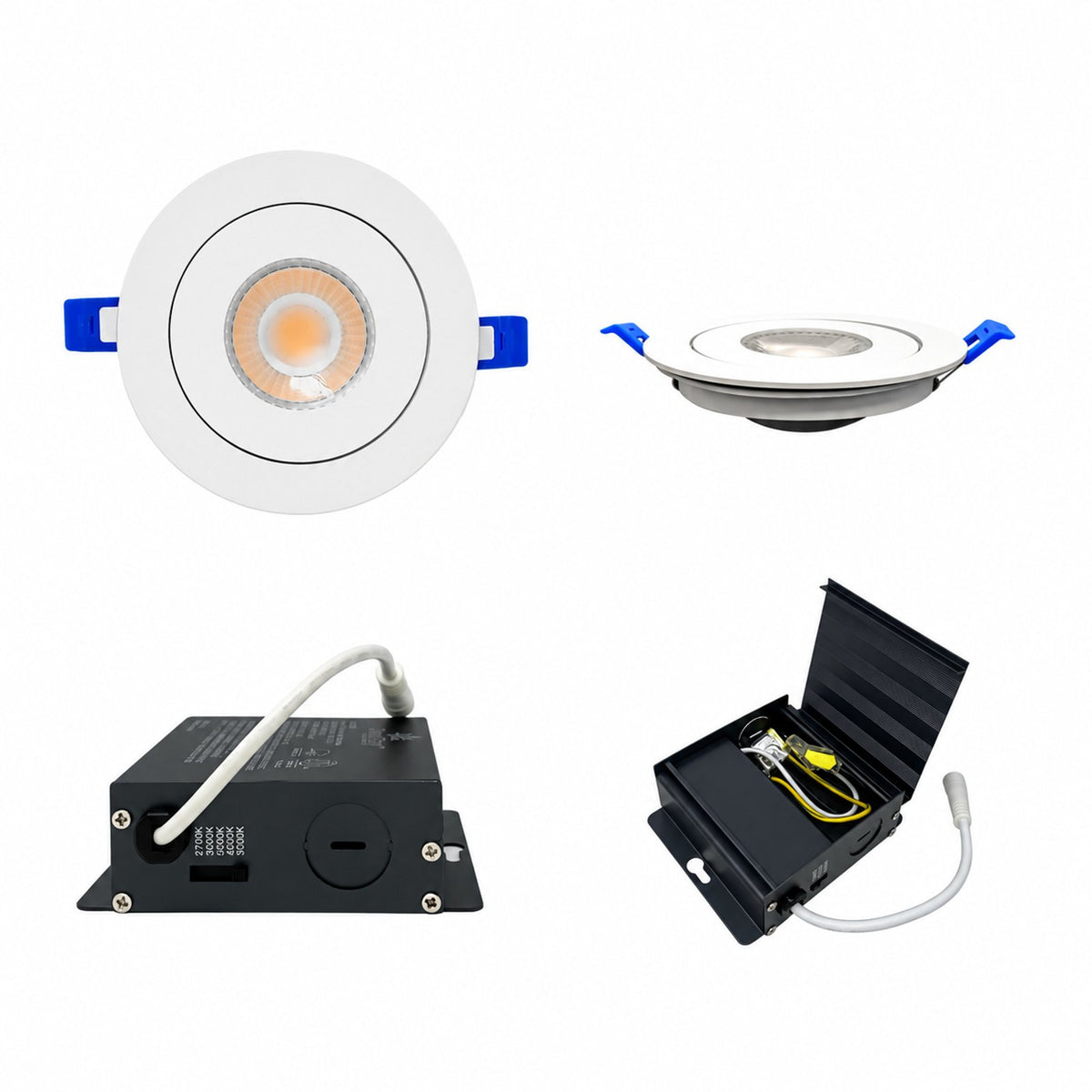 4" Round Gimbal LED Slim panel, Dimmable, 9W, 860LM, (5CCT SWITCHABLE)  2700K-3000K-3500K-4000K-5000K, Airtight with junction box (WHITE TRIM)