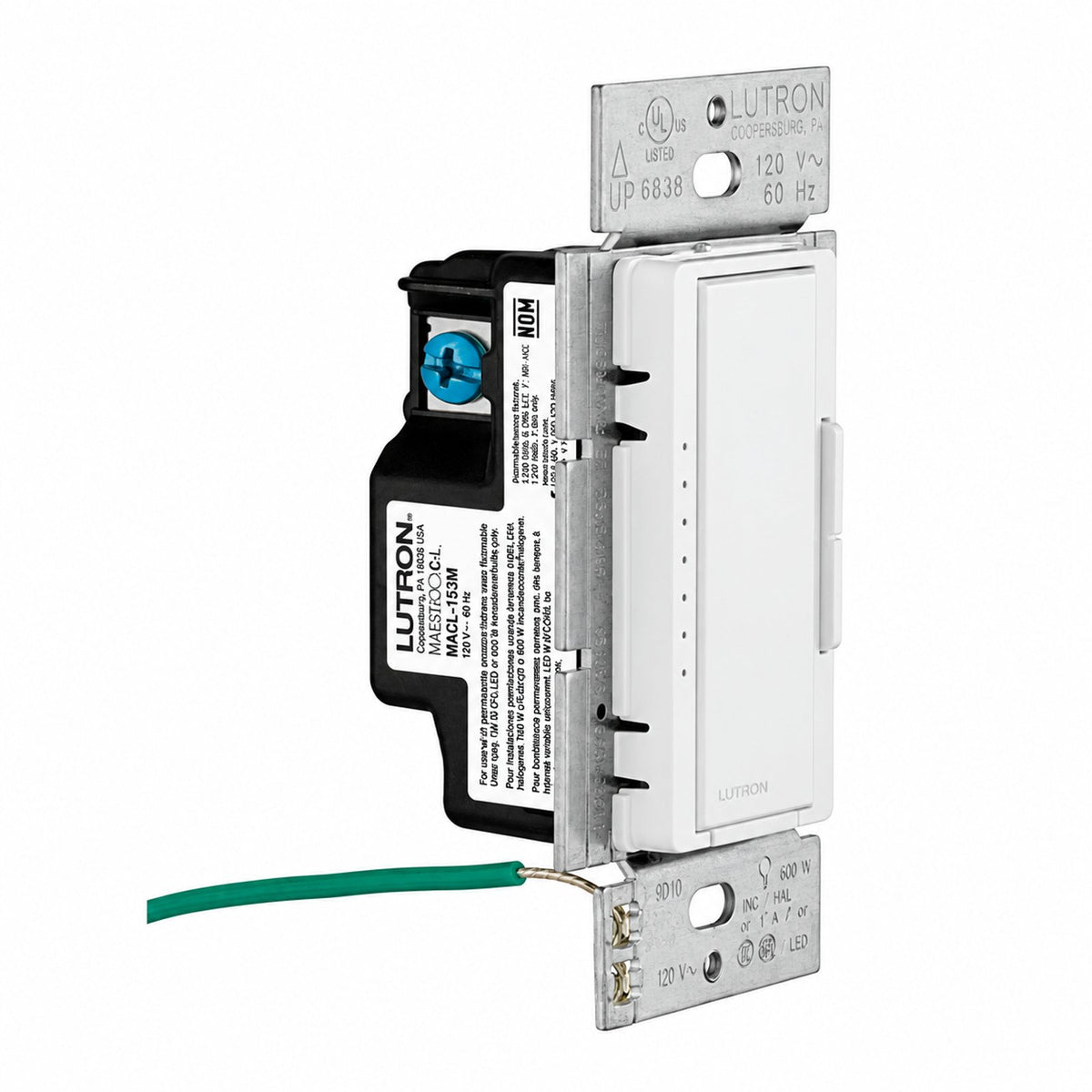Lutron Maestro LED+ Dimmer Switch | for Dimmable LED, Halogen & Incandescent Bulbs | Single-Pole or Multi-Location | MACL-153M-WH-C | White