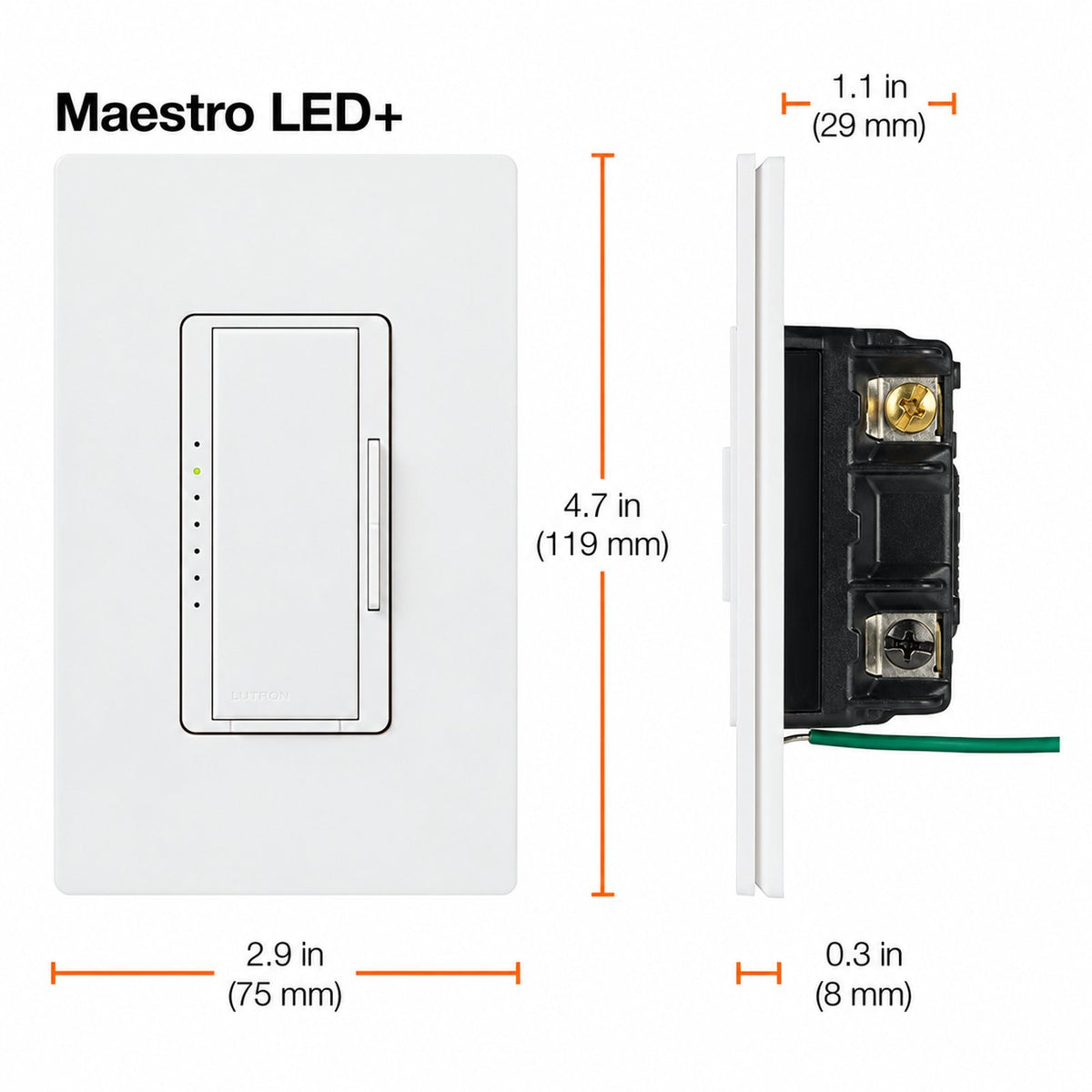 Lutron Maestro LED+ Dimmer Switch | for Dimmable LED, Halogen & Incandescent Bulbs | Single-Pole or Multi-Location | MACL-153M-WH-C | White