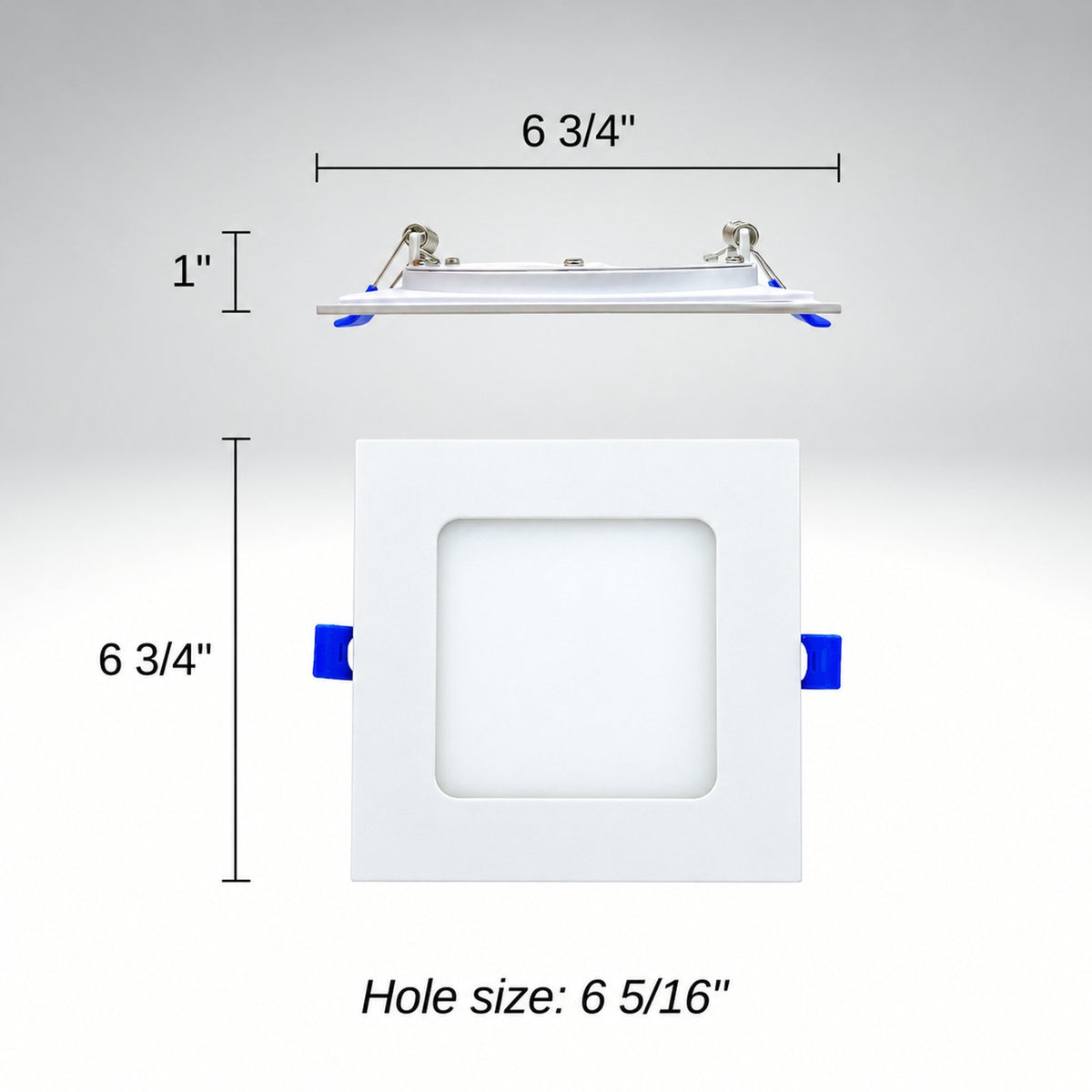 6" SQUARE SUPER-THIN LED SLIM PANEL, DIMMABLE, 15W, 1250LM (5CCT SWITCHABLE)2700K-3000K-3500K-4000K-5000K, AIRTIGHT WITH JUNCTION BOX (WHITE)