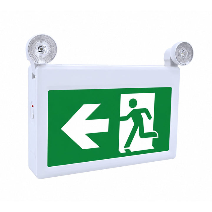 Combo Emergency Light, Running Man, Green with 2 Heads Backup for minimum 90 Minutes emergency operation