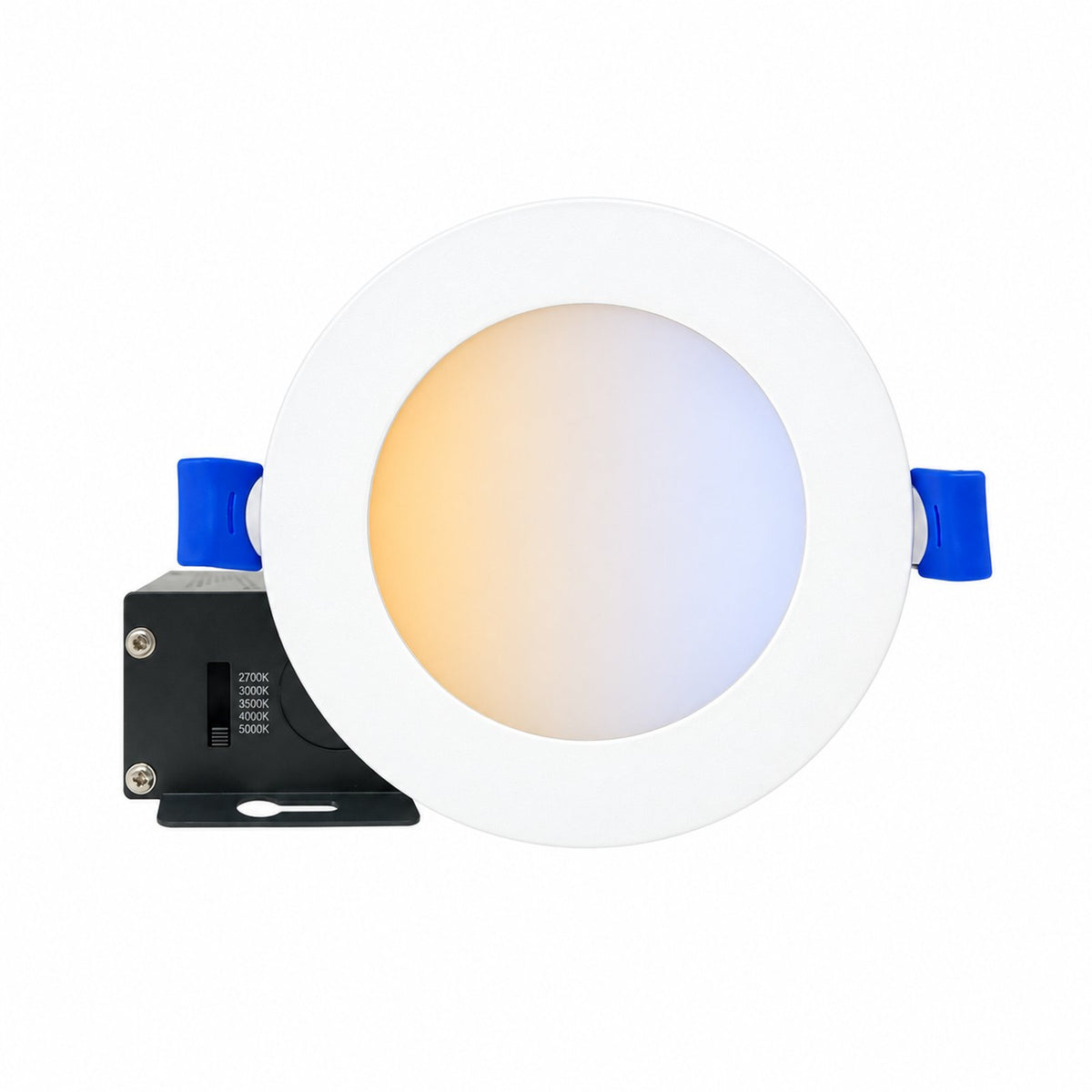 3.5" ROUND SUPER-THIN LED SLIM PANEL, DIMMABLE, 7W, 500LM (5CCT SWITCHABLE) 2700K-3000K-3500K-4000K-5000K, AIRTIGHT WITH JUNCTION BOX  (WHITE TRIM)