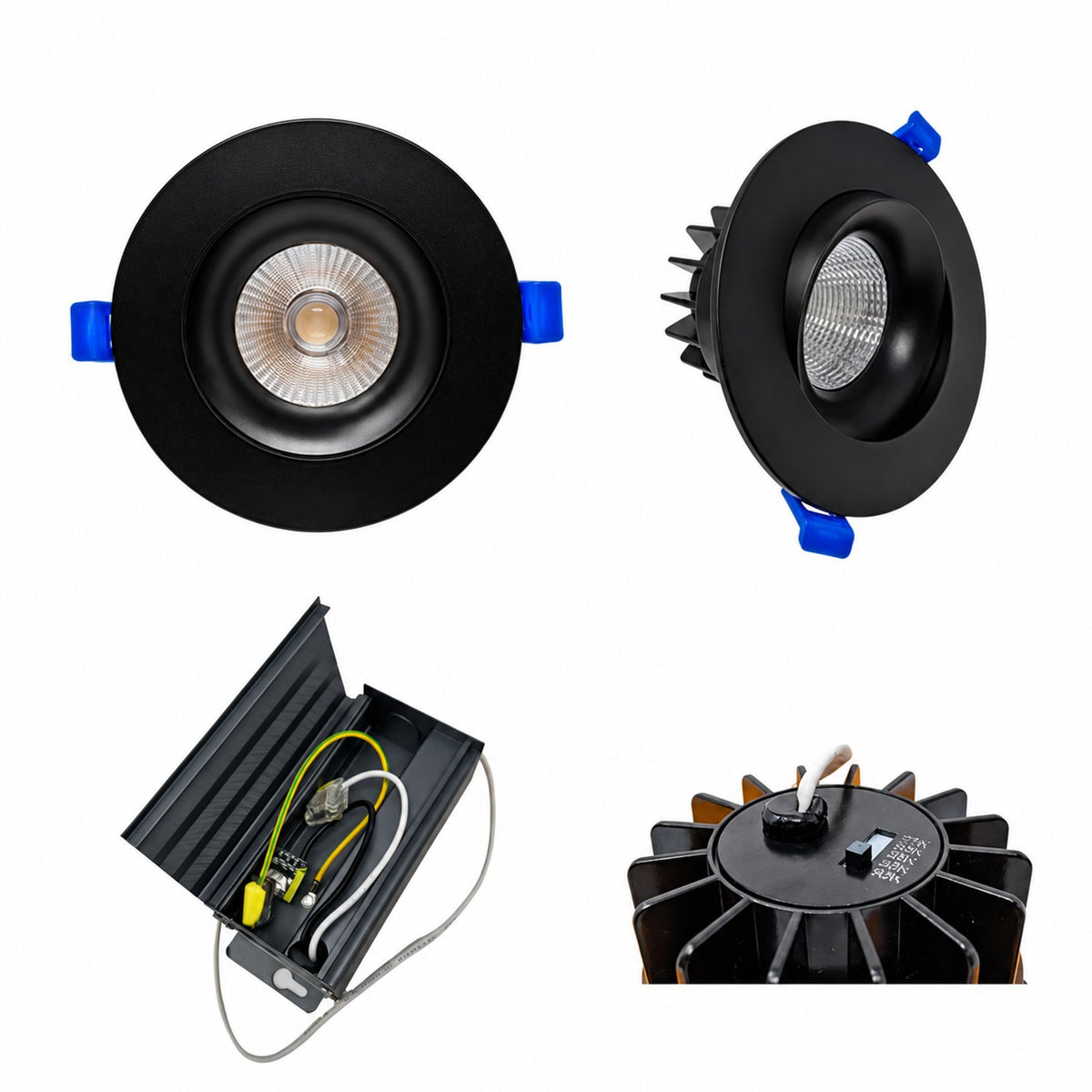 4" Round Baffle LED RECESSED LIGHT, 12W, 830LM, (5CCT SWITCHABLE 2,700K-3,000K-3500K-4000k-5000k, AIRTIGHT WITH JUNCTION BOX (Black Trim) - Reno Supplies