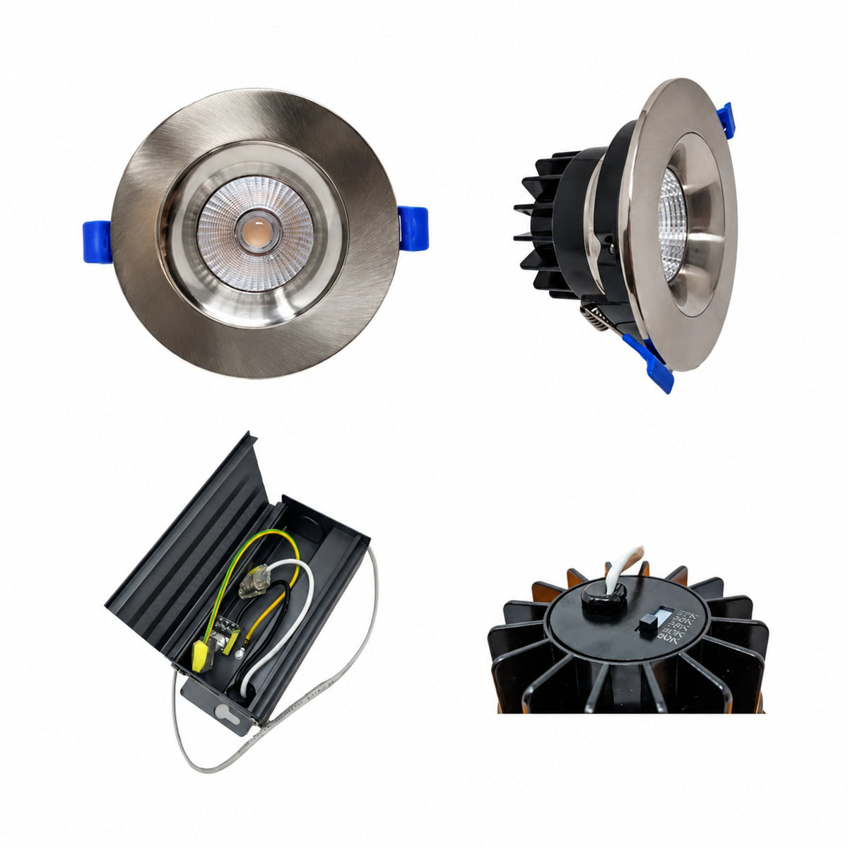 4" Round Baffle LED RECESSED LIGHT, 12W, 830LM, (5CCT SWITCHABLE 2,700K-3,000K-3500K-4000k-5000k, AIRTIGHT WITH JUNCTION BOX (Brushed Nicekl) - Reno Supplies