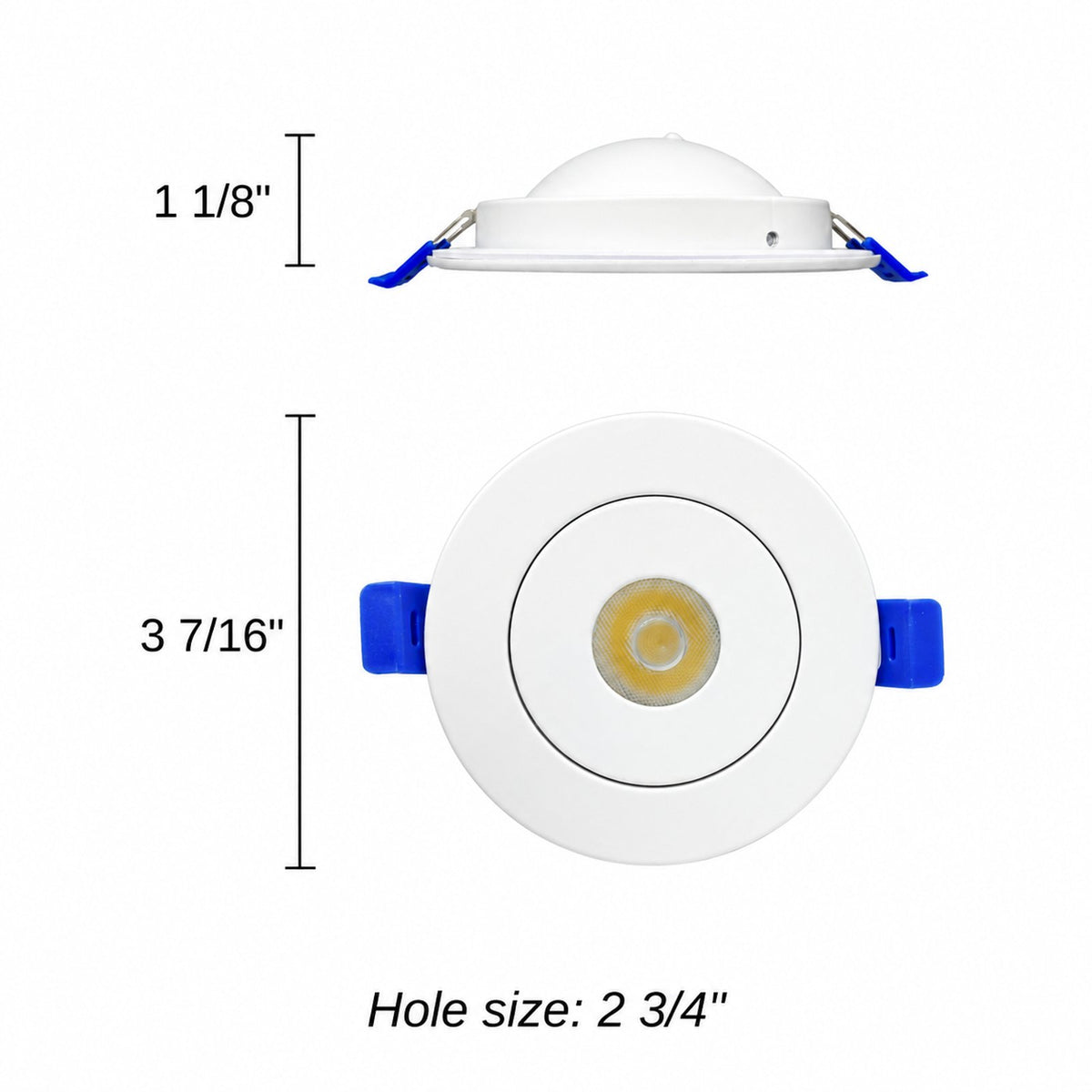 2" ROUND GIMBAL LED SLIM PANEL, DIMMABLE, 5W, 400LM, (5CCT SWITCHABLE) 2700K-3000K-3500K-4000K-5000K, , AIRTIGHT WITH JUNCTION BOX (WHITE TRIM)