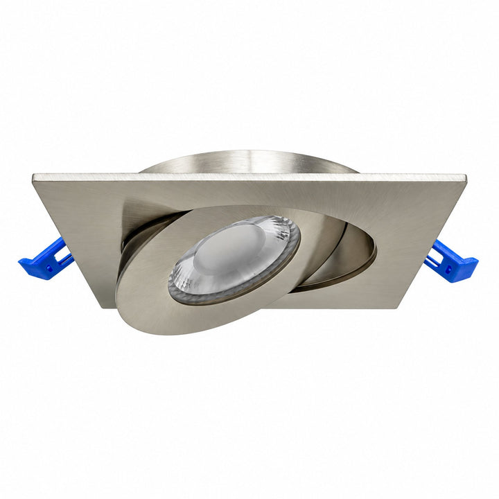 4" SQUARE GIMBAL LED SLIM PANEL, DIMMABLE, 9W, 860LM, (5CCT SWITCHABLE) 2700K-3000K-3500K-4000K-5000K, AIRTIGHT WITH JUNCTION BOX (BRUSHED NICKEL TRIM)