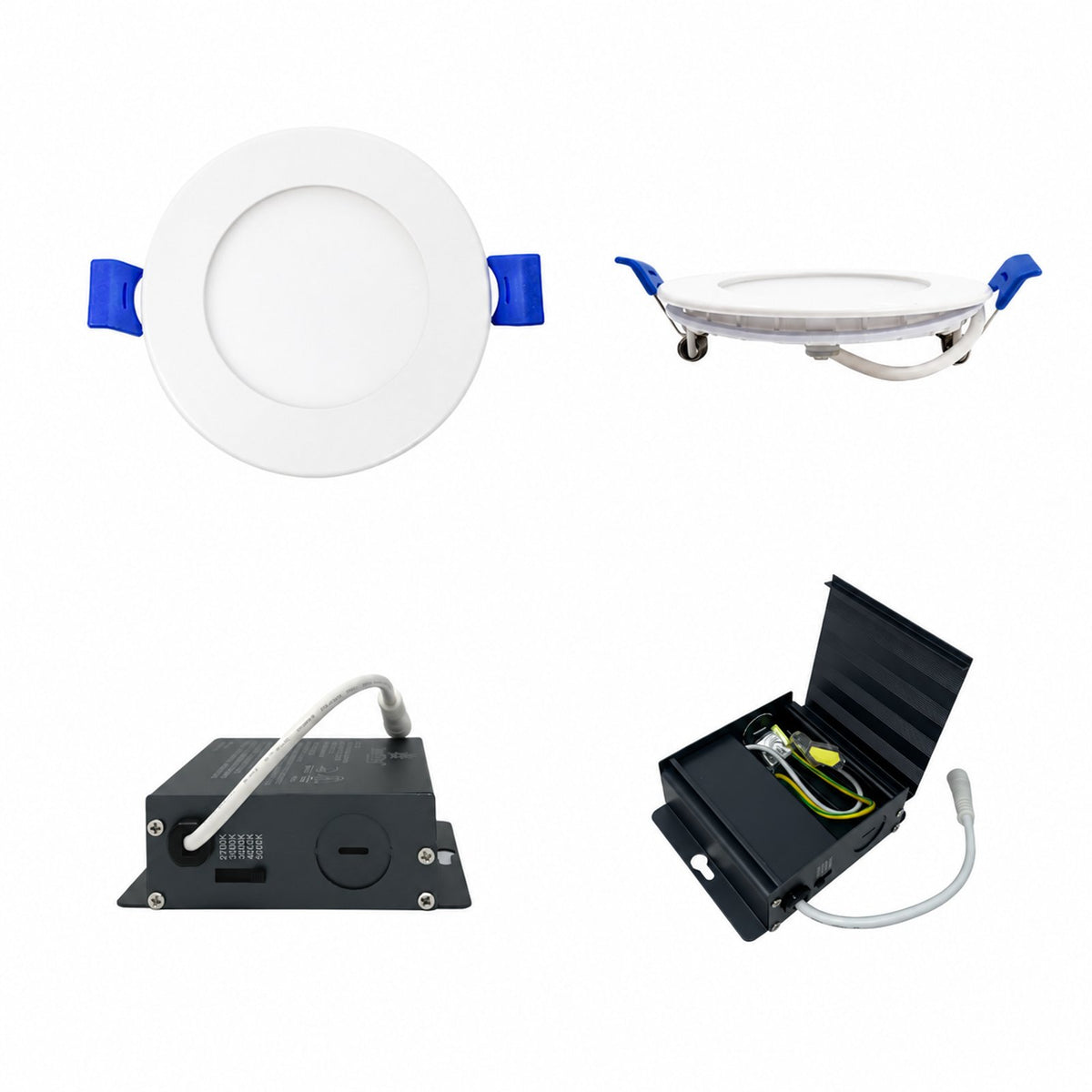 4" ROUND SUPER-THIN LED SLIM PANEL, DIMMABLE, 12W, 1100LM (5CCT SWITCHABLE) 2700k-3000K-3500k-4000K-5000K, AIRTIGHT WITH JUNCTION BOX