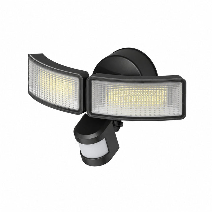 MOTION SECURITY LIGHT, 2X12W, 120V, 2400LM, SENSING DEGREE/DISTANCE 180°/16M, OPERATION MODE PIR SENSOR / PHOTO SENSOR / KEEP LIGHT - 5000K (Black)
