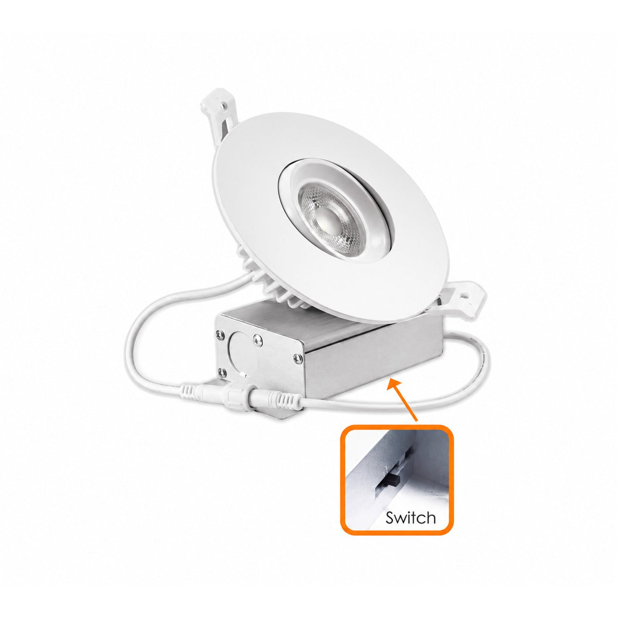 4″ Round Eyeball, 12W, 1200Lm, 3CCT(3000K/4000K/5000K Changeable), Beam Angle 38°, White Trim