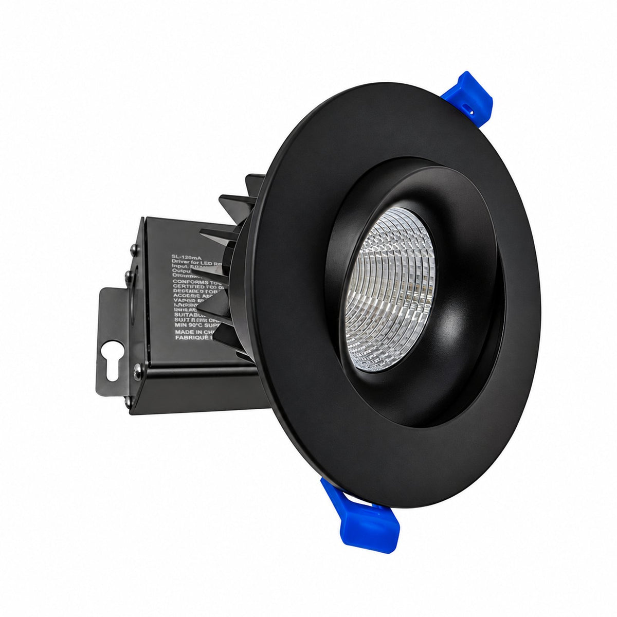 4" Round Baffle LED RECESSED LIGHT, 12W, 830LM, (5CCT SWITCHABLE 2,700K-3,000K-3500K-4000k-5000k, AIRTIGHT WITH JUNCTION BOX (Black Trim) - Reno Supplies