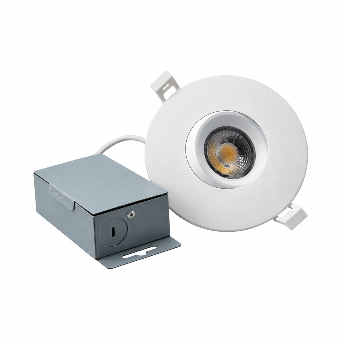 4″ Round Eyeball, 12W, 1200Lm, 3CCT(3000K/4000K/5000K Changeable), Beam Angle 38°, White Trim