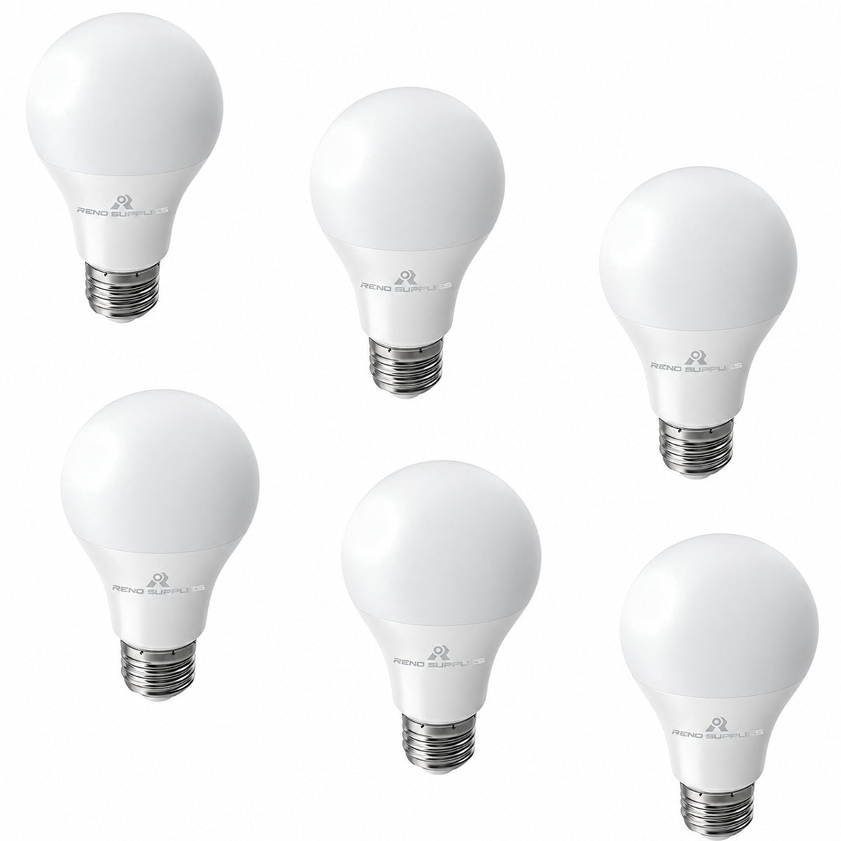 RS A19 LED Bulbs, Dimmable, 9W (60-Watt Halogen Bulb Equivalent), 800Lumens, E26 Base, 15,000 Hour Lifetime, UL Listed - Reno Supplies