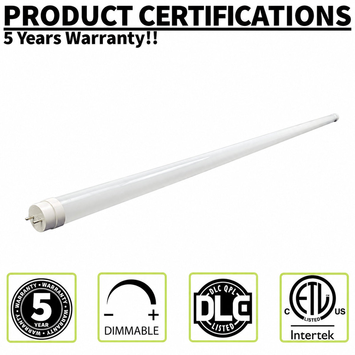 4FT T8 LED Tube Light, Type B, 17W, 2200 LM, Dual-Ended Ballast by-Pass, 48’’ Fluorescent Light Bulbs Replacement (4000K/5000K)