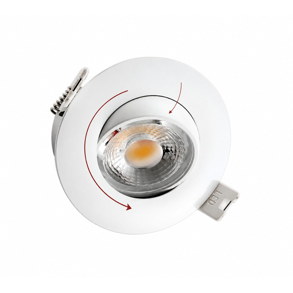 4″ Round Eyeball, 12W, 1200Lm, 3CCT(3000K/4000K/5000K Changeable), Beam Angle 38°, White Trim