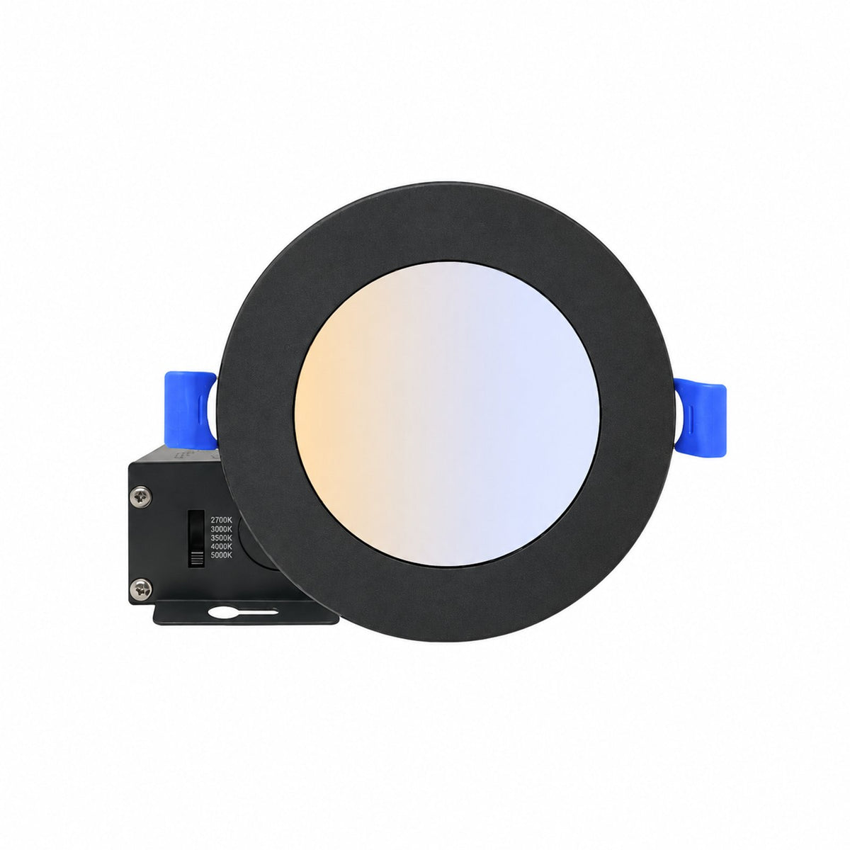 3.5" ROUND SUPER-THIN LED SLIM PANEL, DIMMABLE, 7W, 500LM (5CCT SWITCHABLE) 2700K-3000K-3500K-4000K-5000K, AIRTIGHT WITH JUNCTION BOX  (Black Trim)