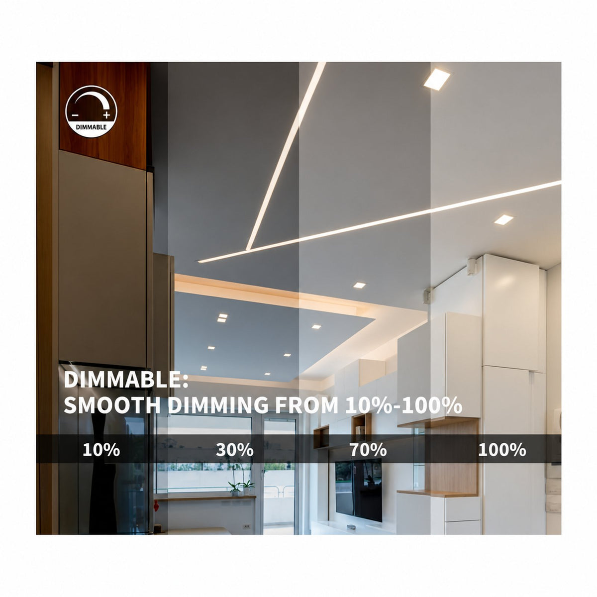 4" SQUARE GIMBAL LED SLIM PANEL, DIMMABLE, 9W, 860LM, (5CCT SWITCHABLE) 2700K-3000K-3500K-4000K-5000K, AIRTIGHT WITH JUNCTION BOX (BRUSHED NICKEL TRIM)