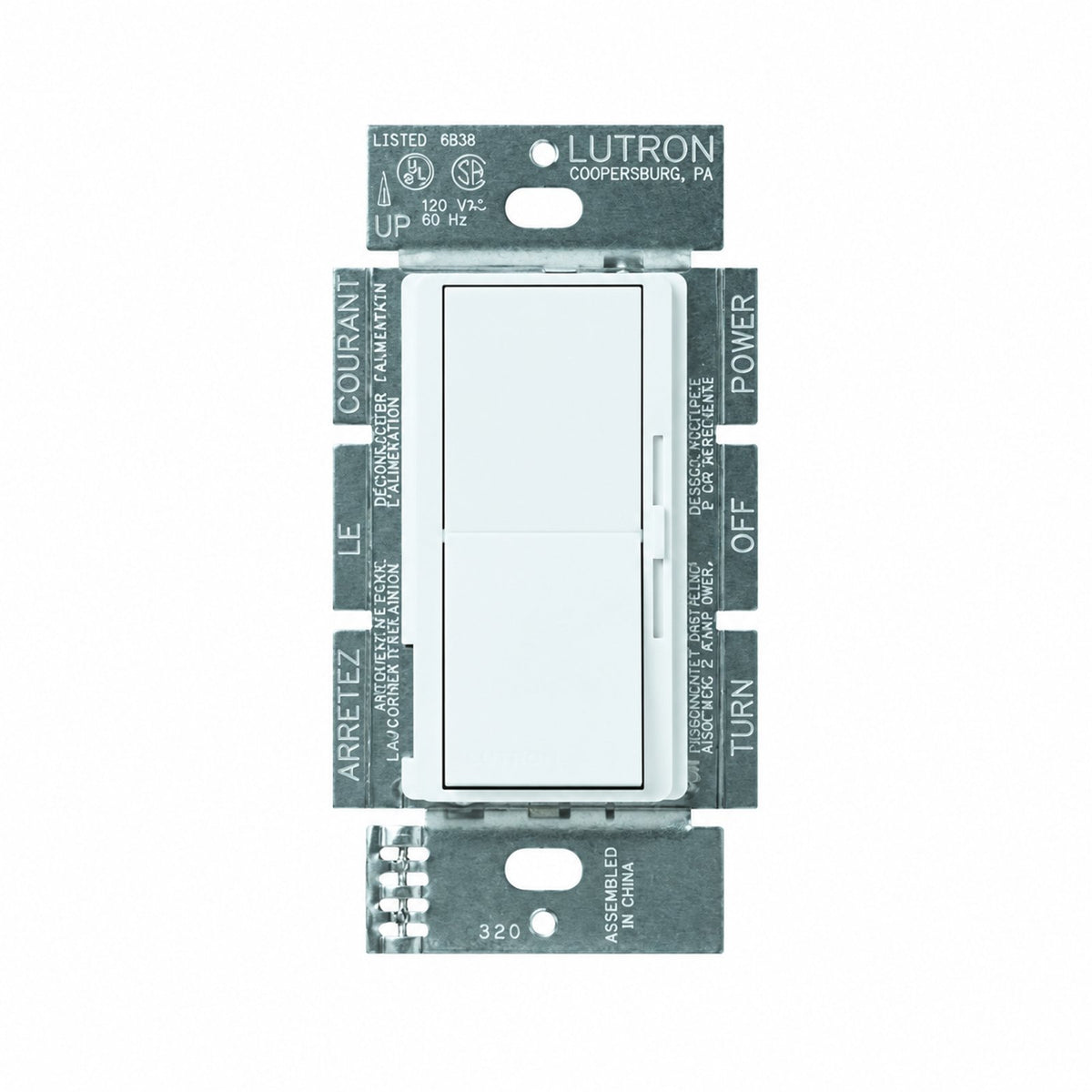Lutron DV-603P-WH-CSA 600-watt 3-Way Dimmer, White - Reno Supplies