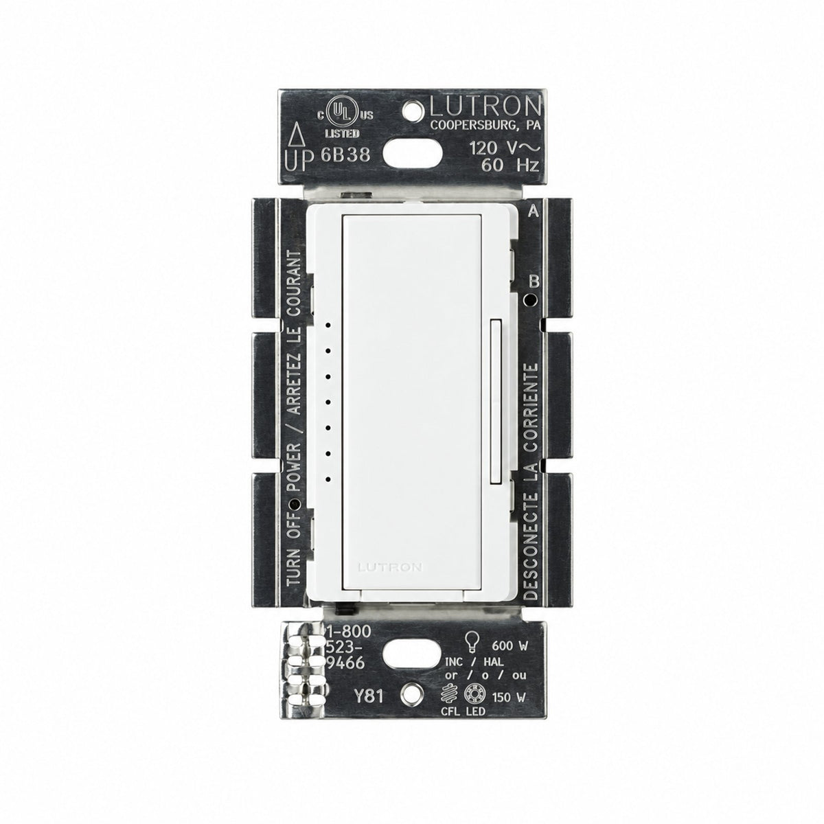Lutron MACL-153M-WH-C Maestro C.L Dimmer Switch for Dimmable LED, Halogen & Incandescent Bulbs, Single-Pole or Multi-Location,White - Reno Supplies