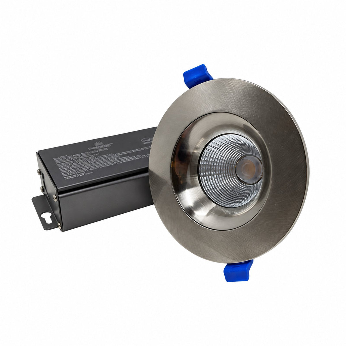 4Inch, Dim to Warm Baffle LED Recessed Light with Air Tight Junction Box, 12W, 660 LM, Color temperature dimmable from 3000K to 2200K, Adjustable & Rotatable Recessed Ceiling Fixture (Brushed Nickel Trim) - Reno Supplies