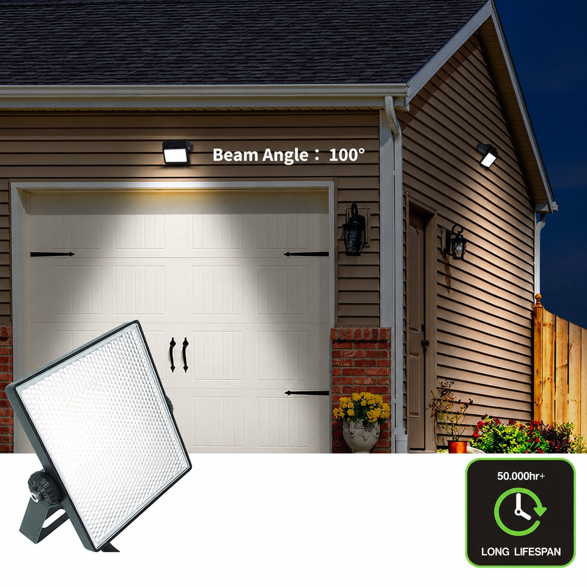 LED 10W Flood Light, 100W Halogen Bulb Equivalent, AC 100-277V, 950Lumen, IP65 Waterproof Outdoor Lights, 4000K Cool White (Trunnion Mounting Option)