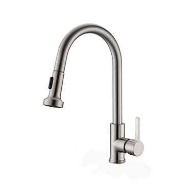 Single-Handle Pull-Down Sprayer 360-degree spout swivel Kitchen Bar Faucet in SATIN NICKEL - Reno Supplies